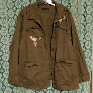 Long Sleeve Military Green Embroidered Jacket